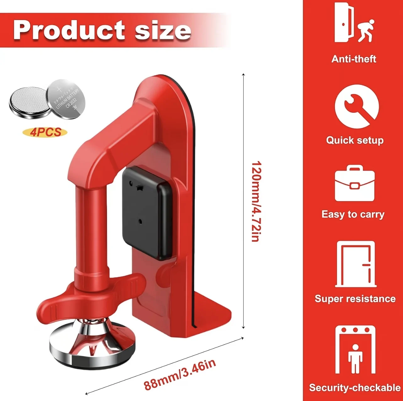 Door Stop Alarm - 1 ud. Bloqueador de Puerta Portátil