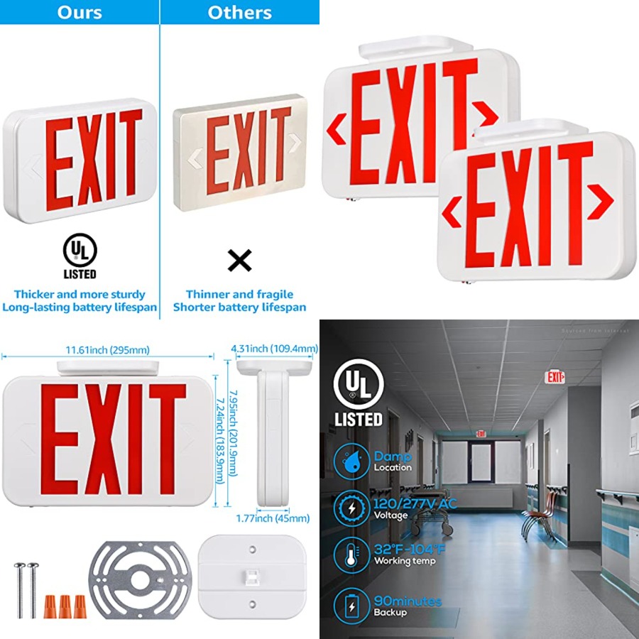 Emergency Exit Sign - Señal de Salida LED, Luz de